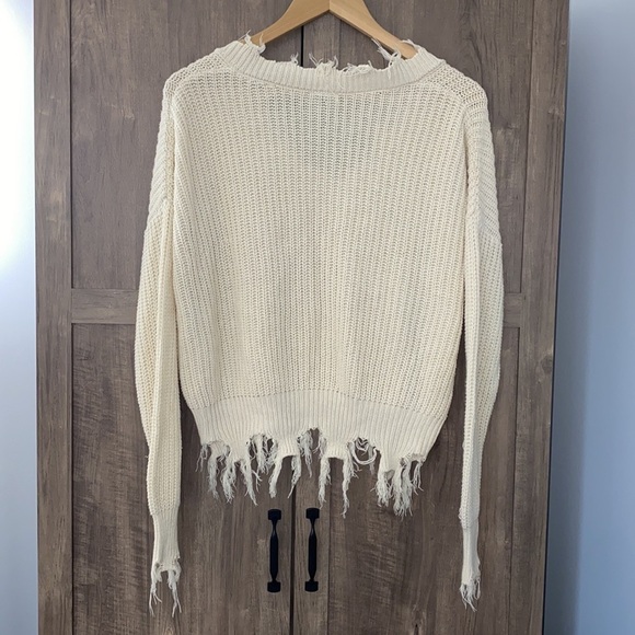 DAYTRIP Cotton Blend Distressed Trim Sweater Women’s Size Small - Picture 10 of 15